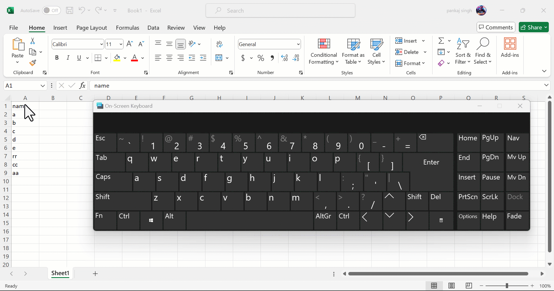 EXCEL SHORTCUT - CTRL+ SHIFT+L